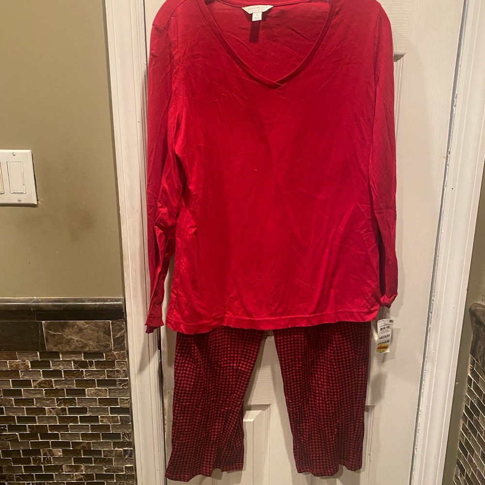 Charter Club NWT 2 Piece PJ Set Shirt & Pants Tiny Buffalo Check